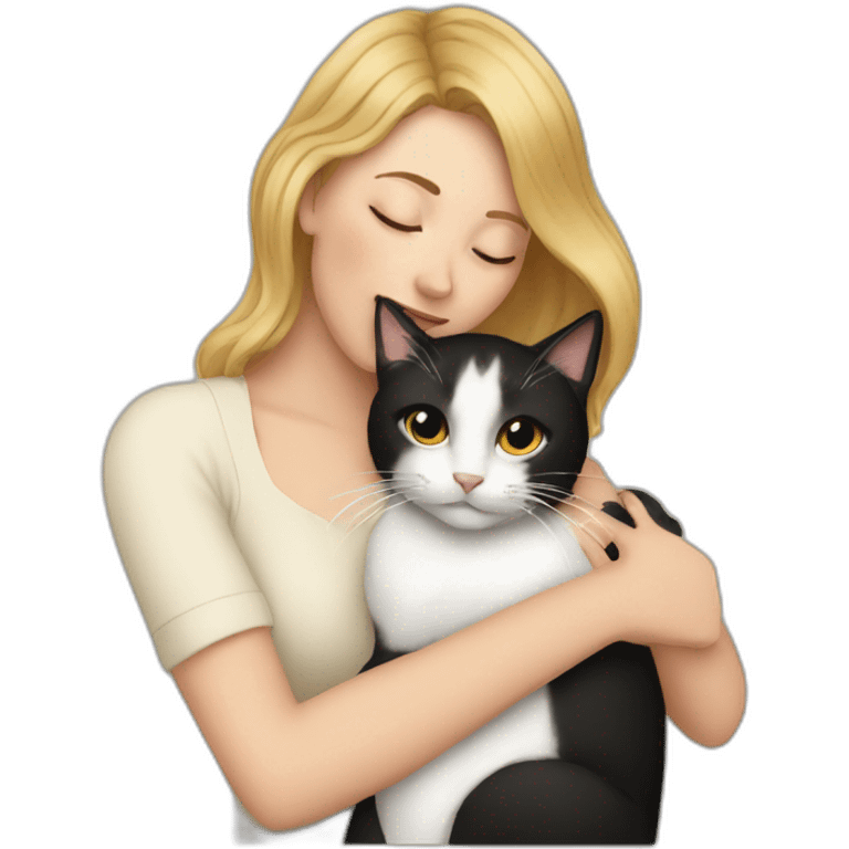 white women cuddling a cat emoji