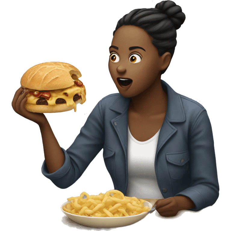 Eating something yummy woman emoji