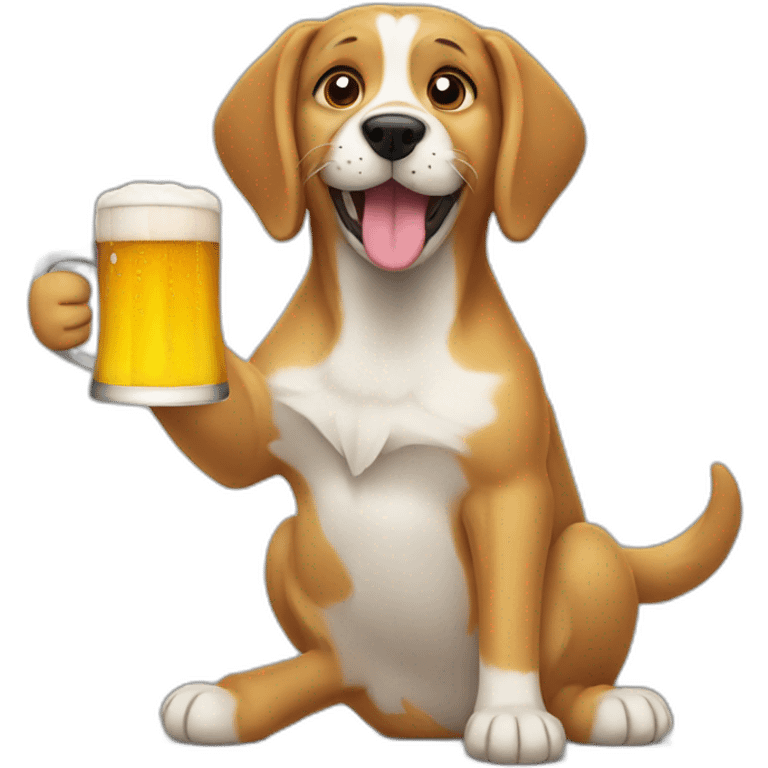 Dog drinking a beer emoji