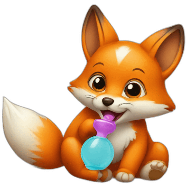 baby fox sucking on a pacifier emoji