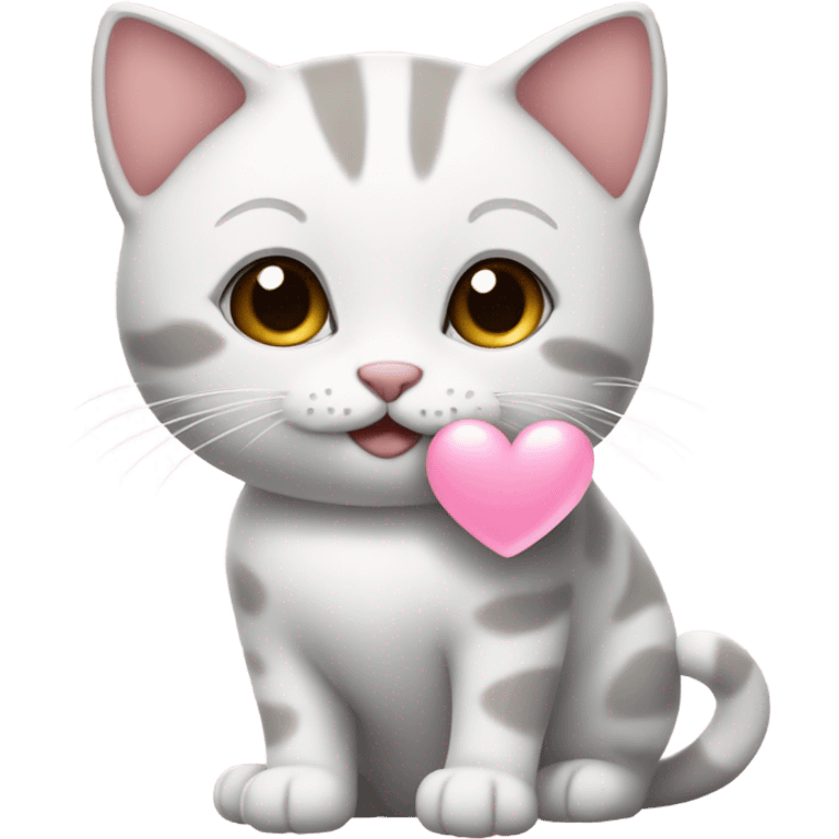 Cute cat with a baby pink heart emoji