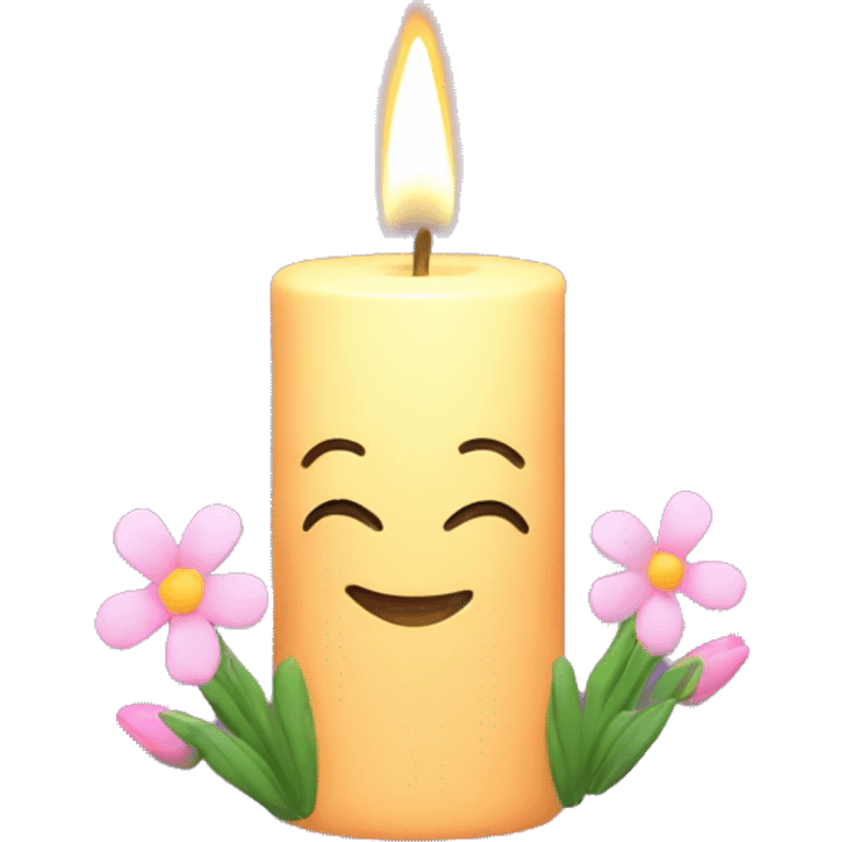 Spring candle with flowers  emoji