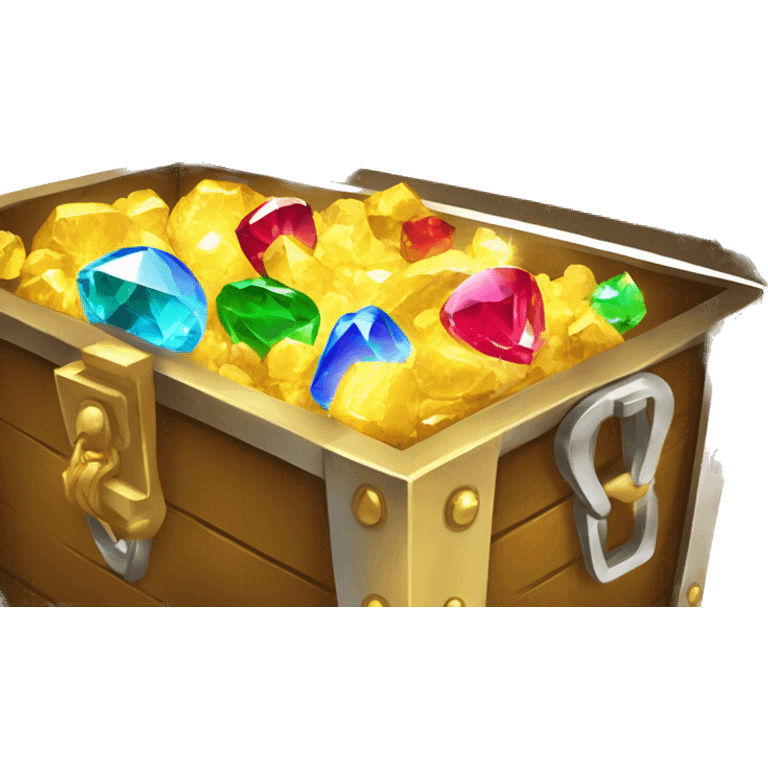 treasure chest open with shining gold and gems inside emoji