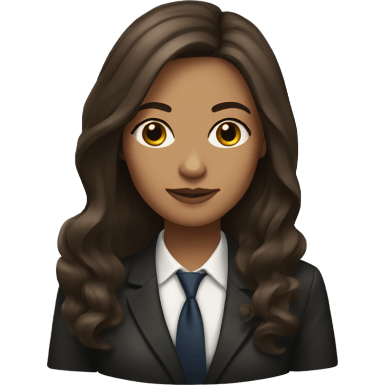 Woman lawyer with long brown hair and olive skin emoji