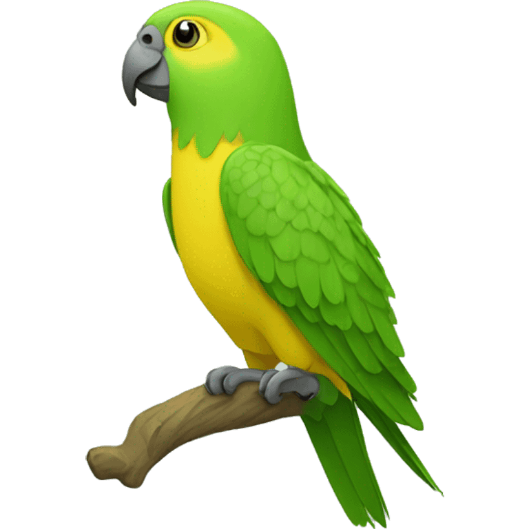 isolated green parrot, yellow face, profile emoji