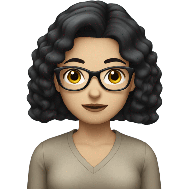 Girl in black hair with glasses with pale skin emoji