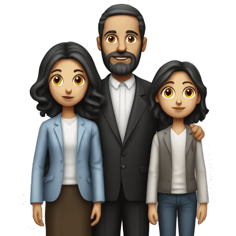 mom, dad, son and daughter of orthodox jews photorealistic serious emoji