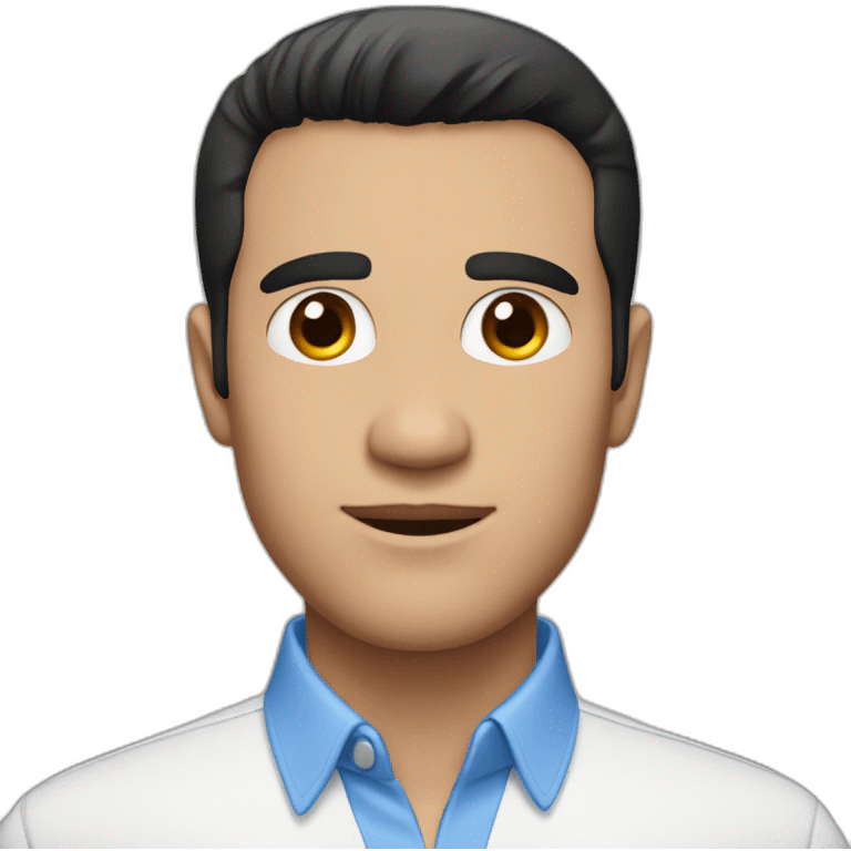 Man with black hair and a white/blue buttoned collar shirt emoji