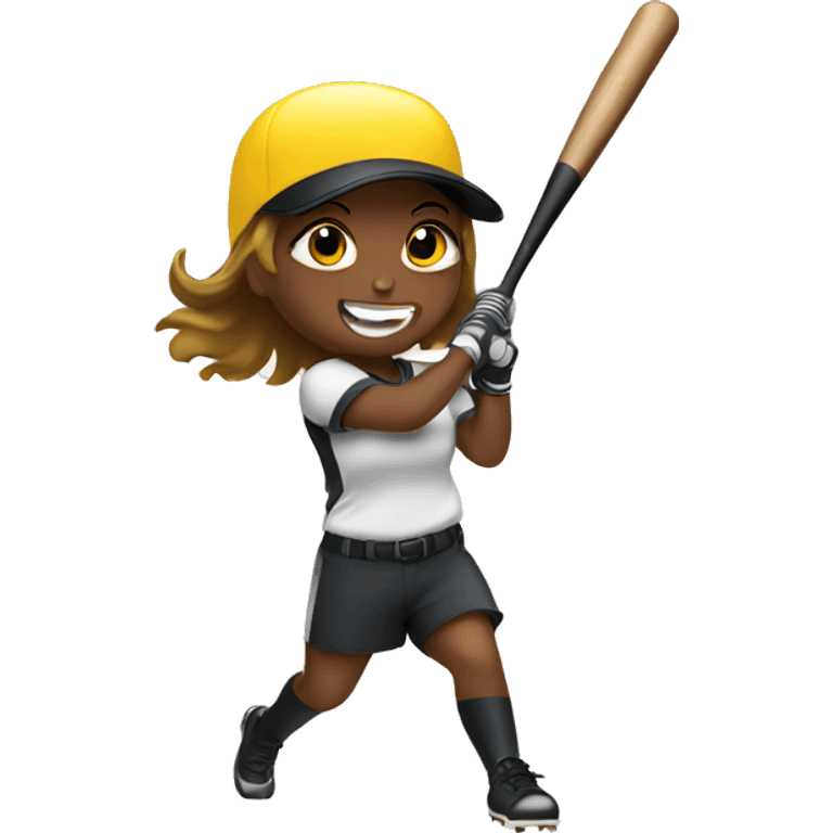 Girl hitting softball emoji