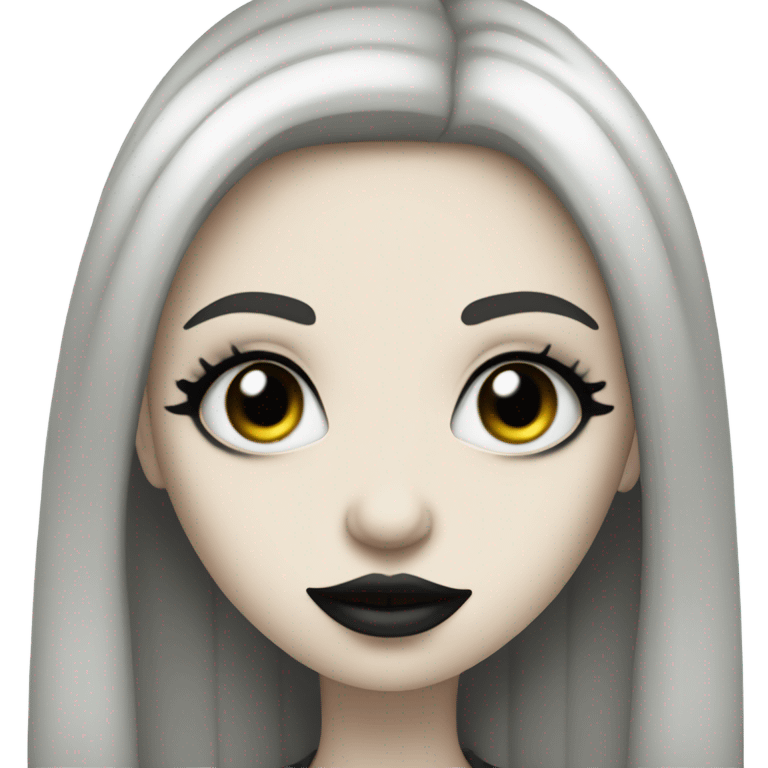  Pale Goth girl smiley face with long eyelashes and big lips emoji