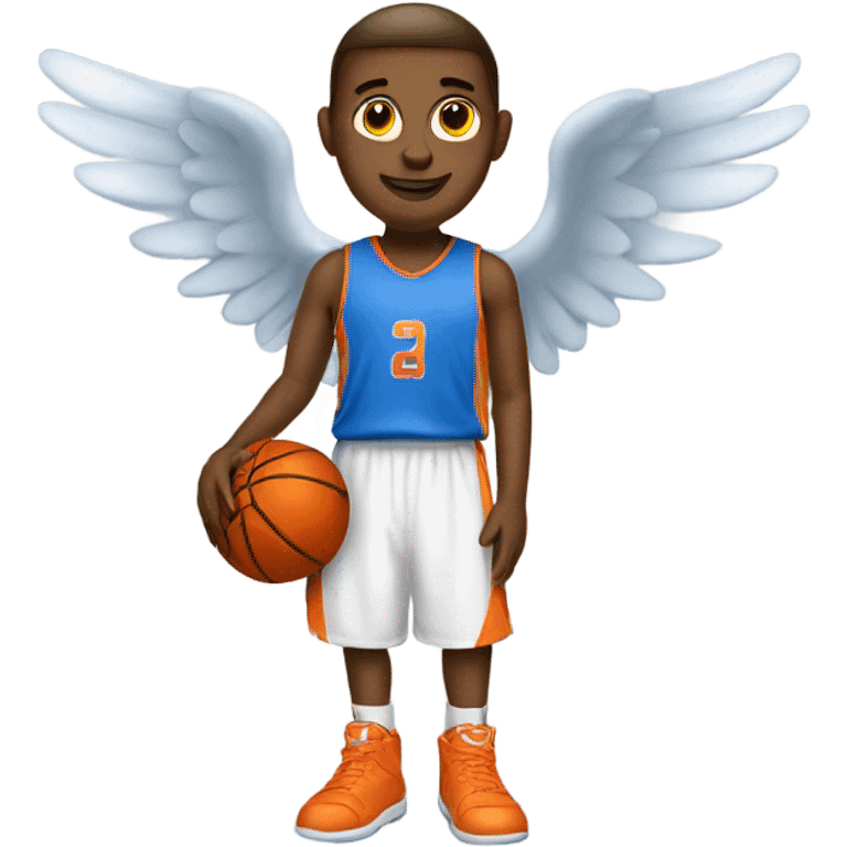 A blue and orange basketball Angel. emoji