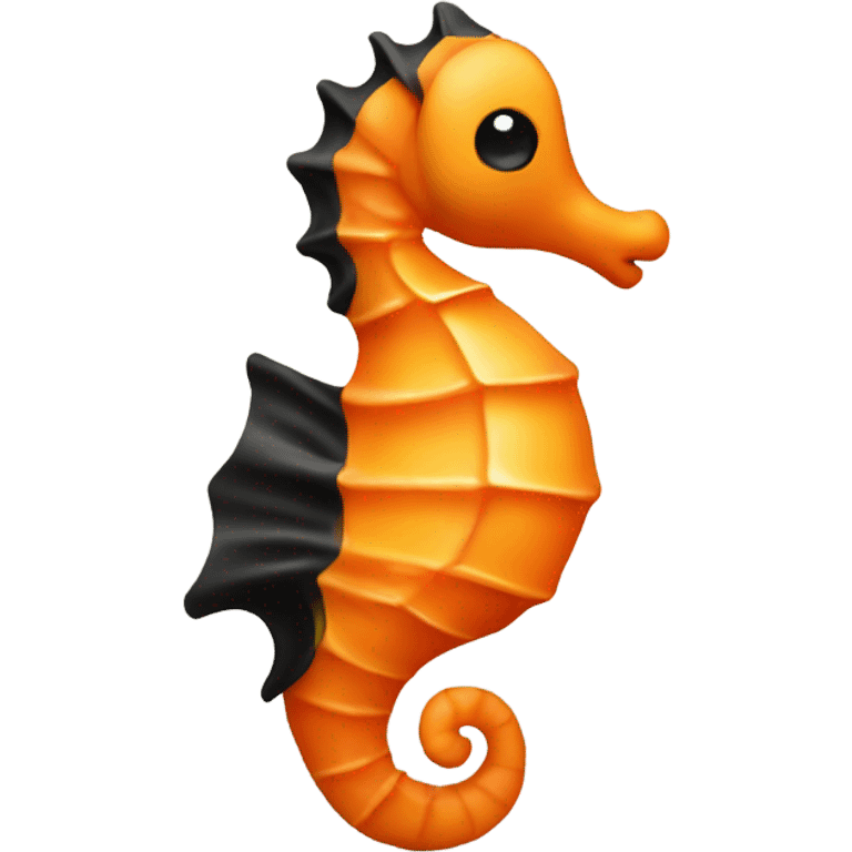 Orange sea horse looking to the left with brown/black  eyes emoji