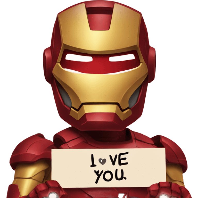 Ironman holding a sign i love you emoji