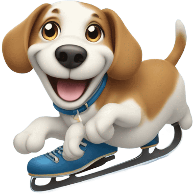 Happy dog skating on ice emoji