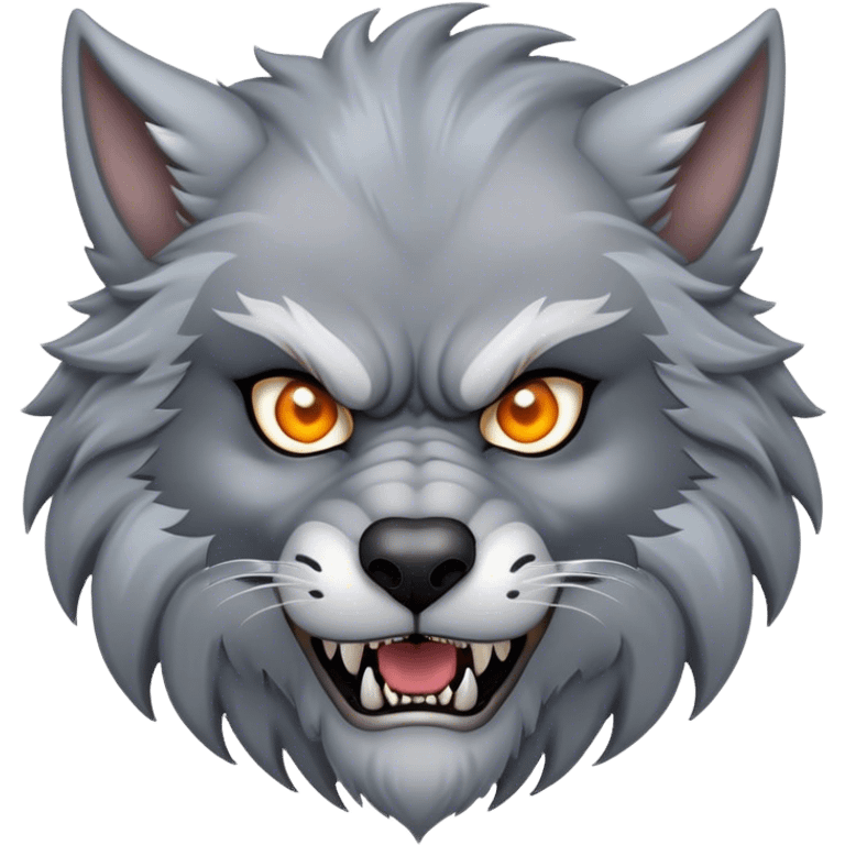 Cinematic Noble Werewolf Portrait Emoji, Formidable and majestic, with a powerful lupine silhouette in moonlit grays and silvers, featuring piercing, wise eyes and a dignified snarl that hints at untamed strength, simplified yet intricately detailed, glowing with a soft, lunar outline that encapsulates the noble duality of feral instinct and loyal guardianship! emoji