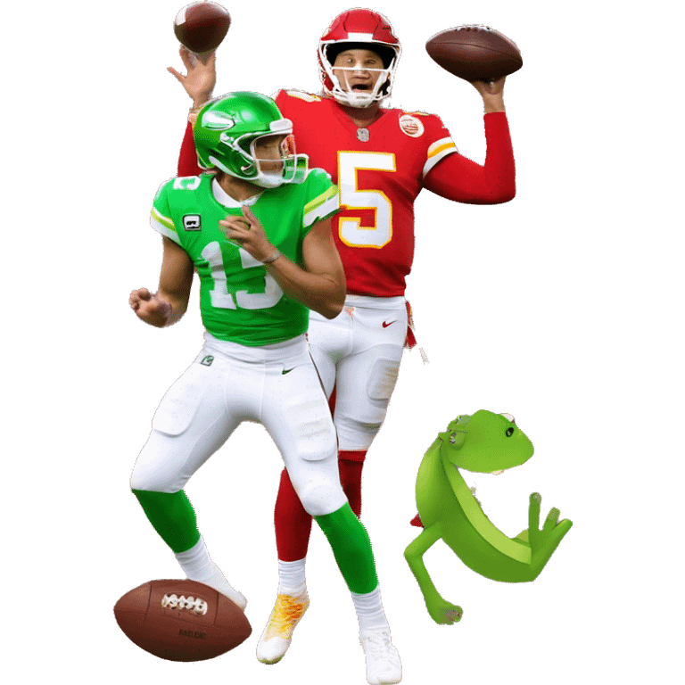 patrick mahomes throwing a football to kermit emoji