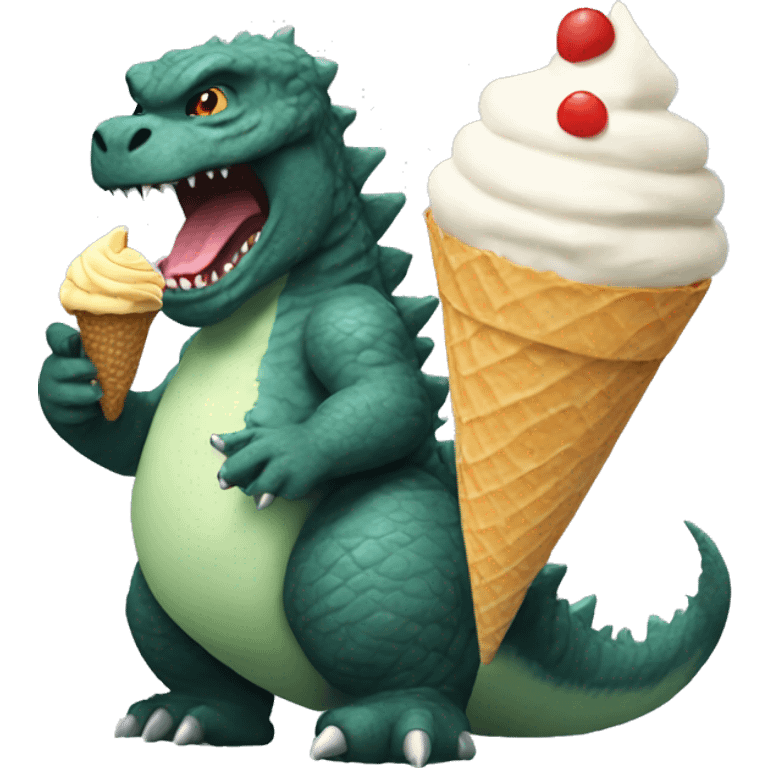 Godzilla eating an ice cream cone emoji