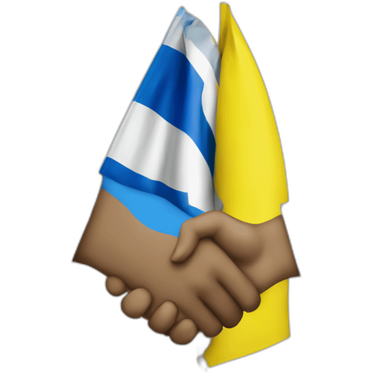 Ukrainian flag shakes hands with Israeli flag emoji