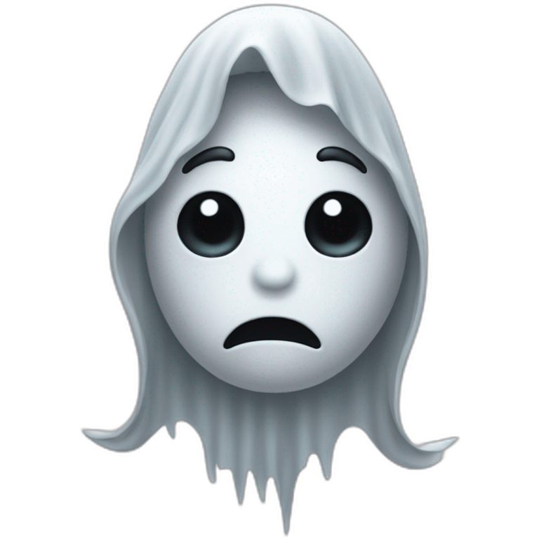 Ghost with long hair head twisted backwards emoji