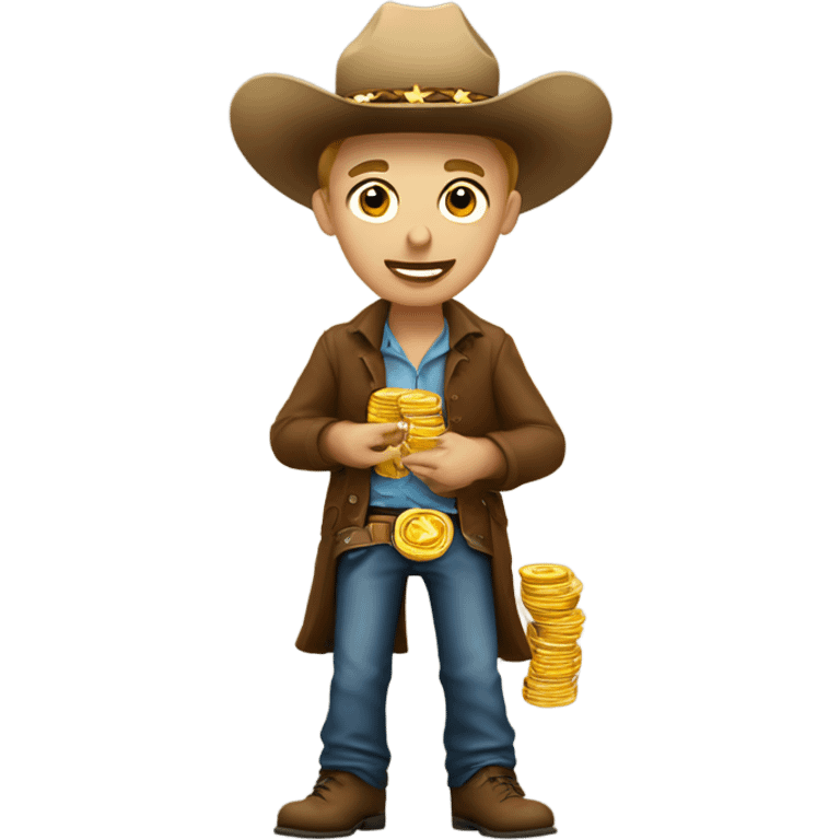 Cowboy Gambler winning money light skinned emoji