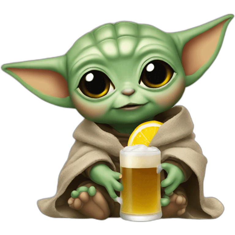 Baby Yoda drink beer emoji