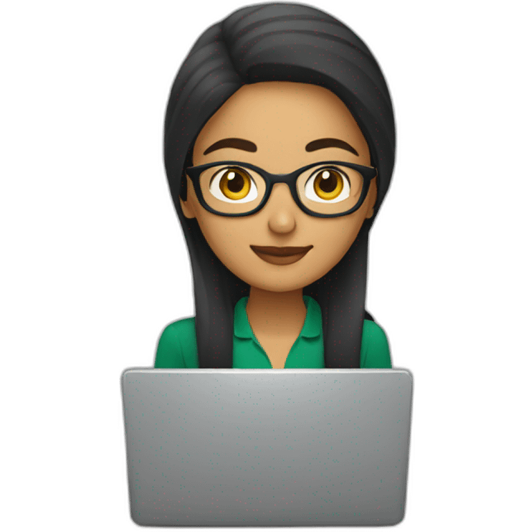 pakistani women working on a laptop with glasses emoji