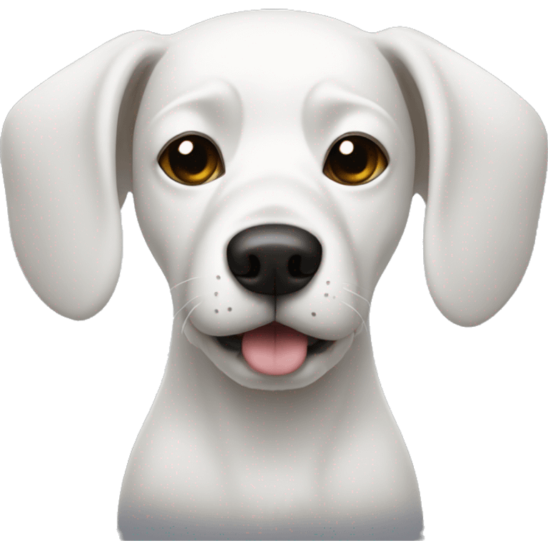 White Dog with black patches covering eyes big ears emoji