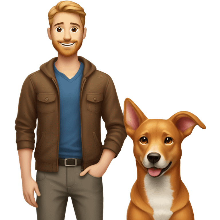  Handsome man and fox red labrador retriever emoji