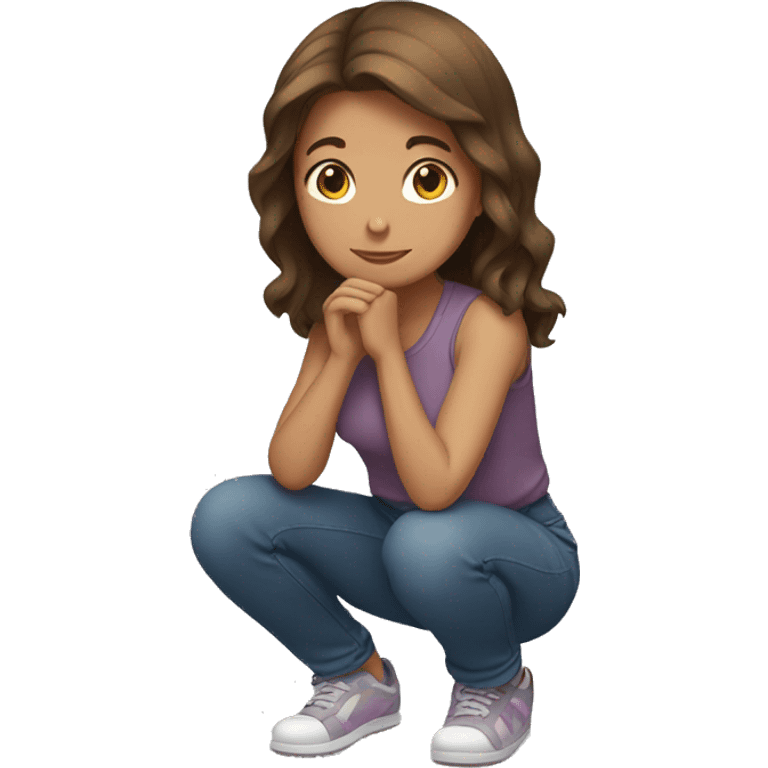 girl with brown hair kneeling on her knees emoji