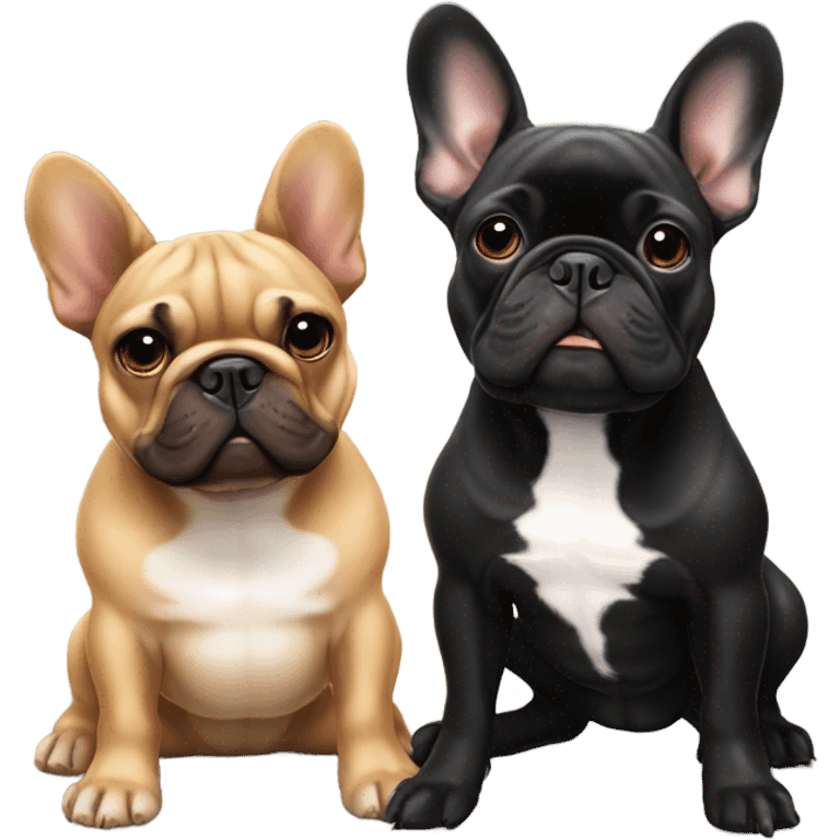 Black and Tan and fawn French bulldog friends emoji