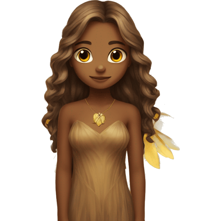 big wings, sunflower, Beautiful, fairy, gold, brown, long hair emoji