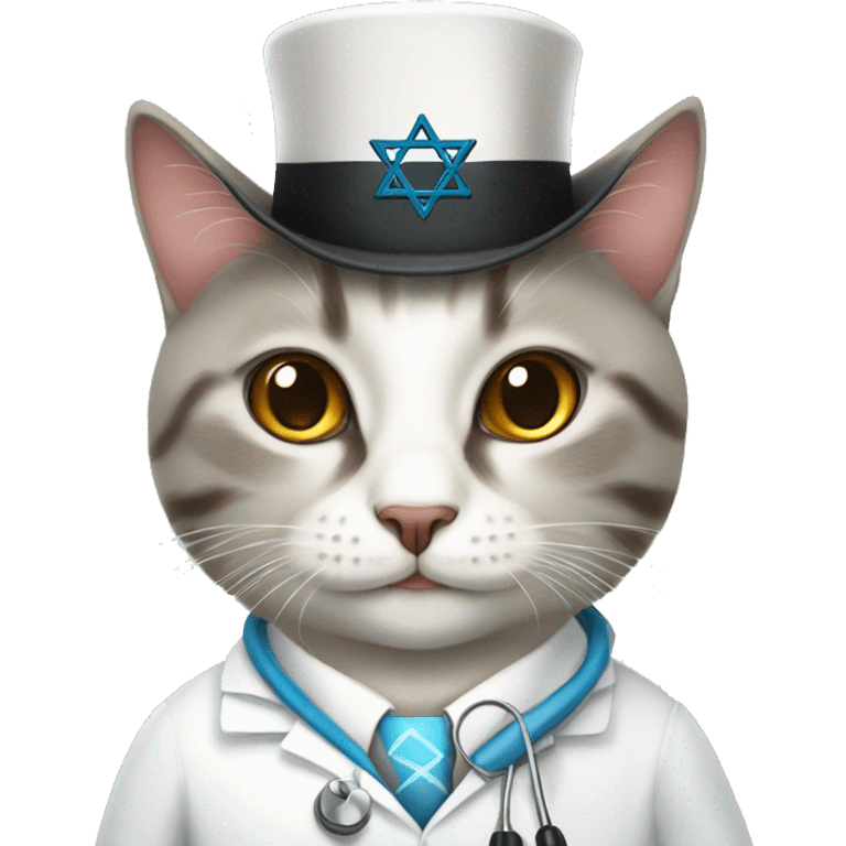 doctor cat wearing a jewish religious hat emoji