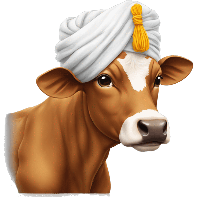 Sikh cow  with a turban emoji