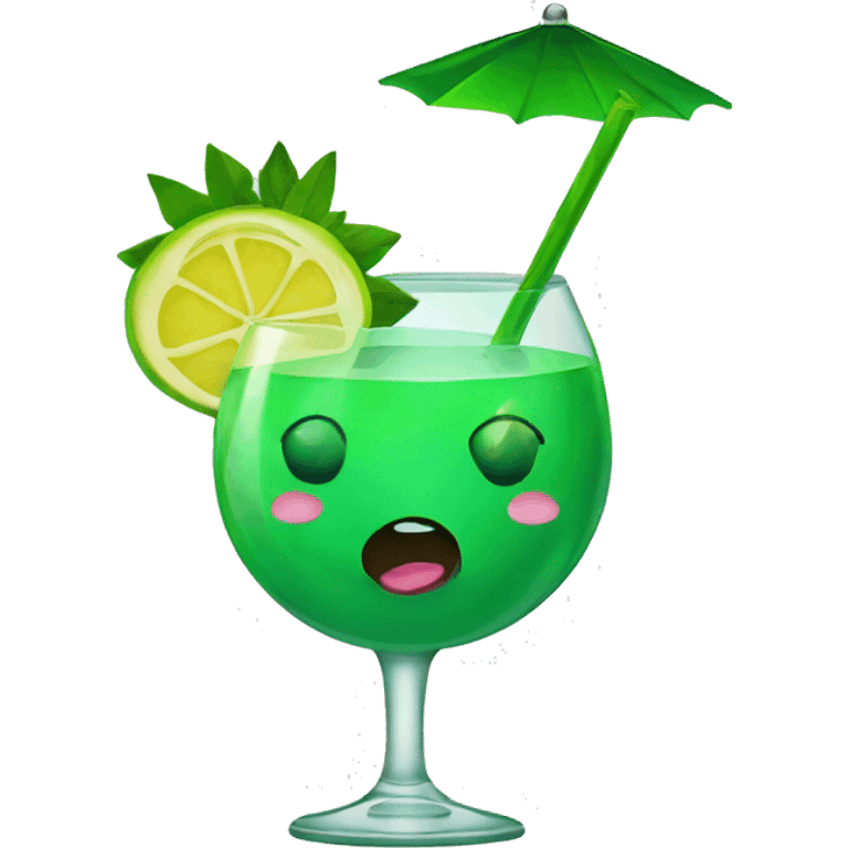 Green cocktail in a round glass emoji