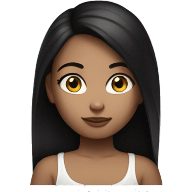 Girl black hear middle length hush cut hair wear black hoodie and white skin black eyes with eyeline emoji