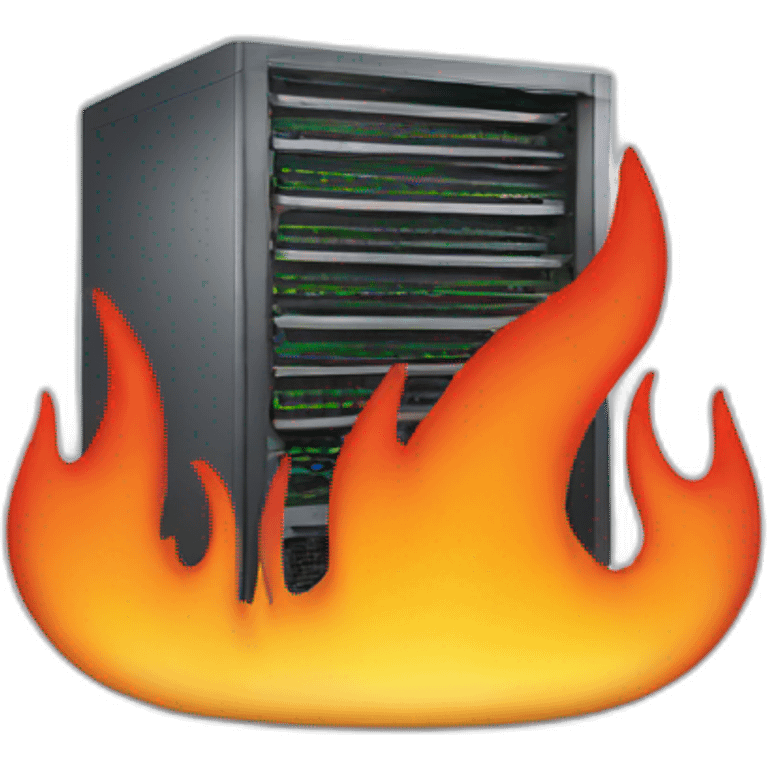 computer server with flames coming out emoji