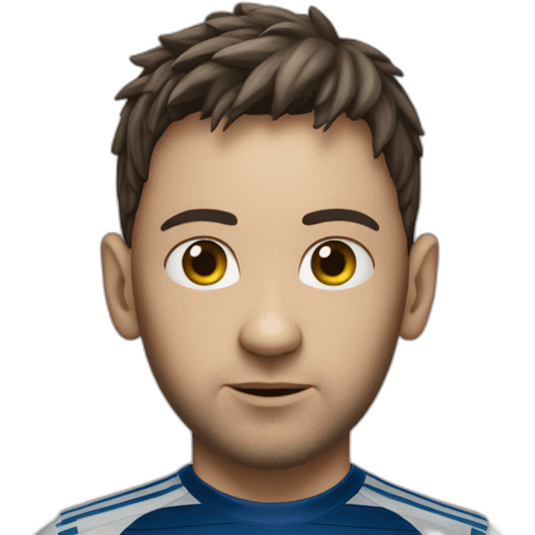 A mix between messi and an alien emoji