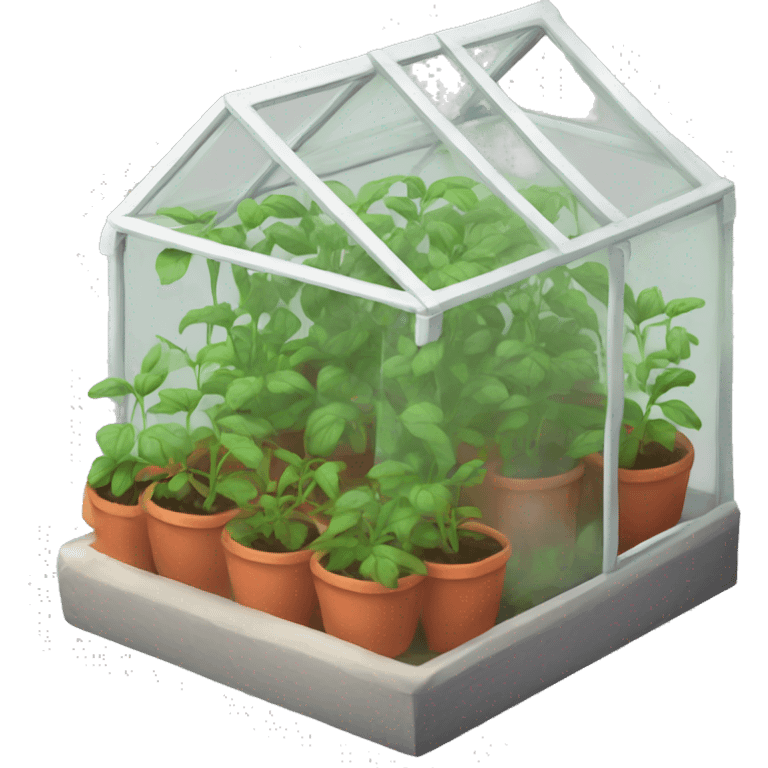 mini greenhouse with a single tomato plant emoji