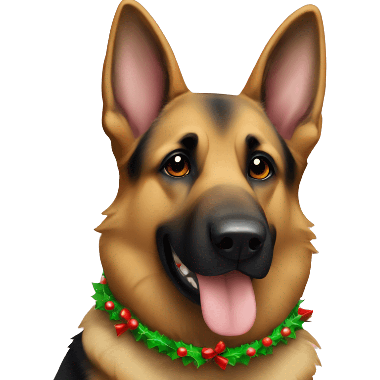 German shepherd wearing Christmas collar emoji