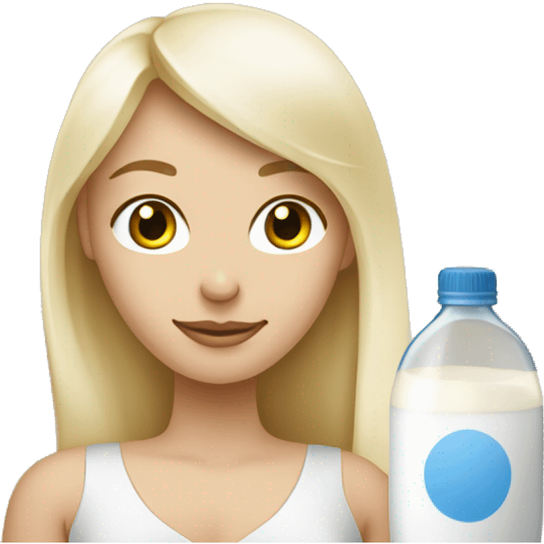 Femme blonde avec une bouteille de lait dans la main emoji