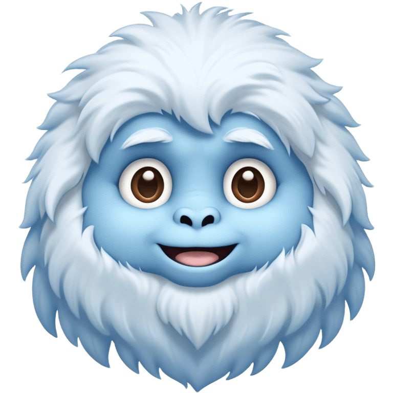 Cinematic Cute Yeti Portrait Emoji, with a charming, small, fluffy form in soft snowy whites and cool blues, featuring big, innocent eyes and a shy, gentle smile, simplified yet irresistibly endearing, highly detailed with a soft glowing outline that captures the whimsical charm of a friendly yeti ready for a cuddle! emoji