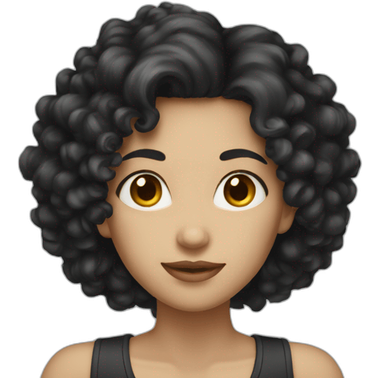 women white with black curly hair tall emoji