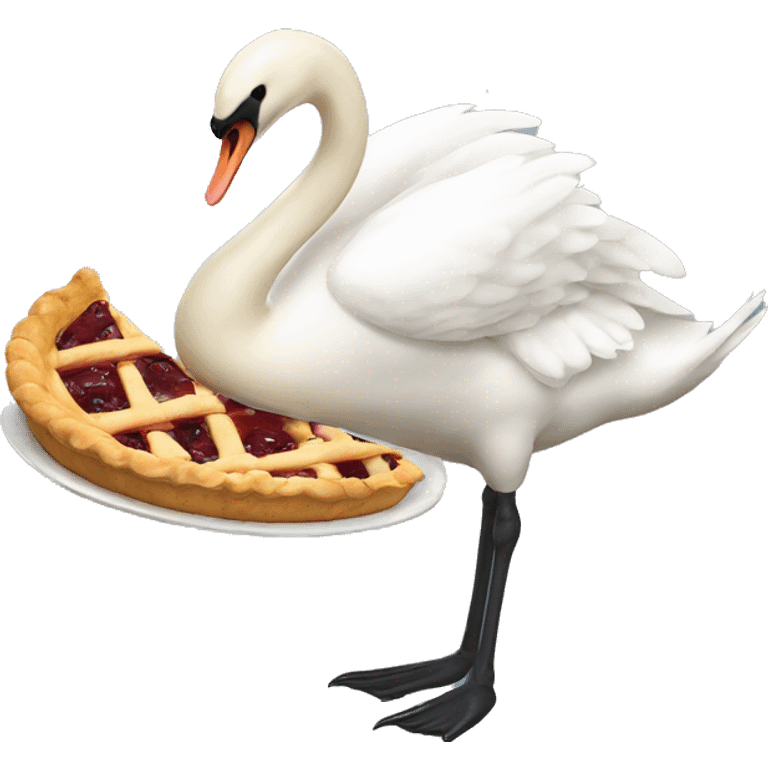 swan eating a pie emoji