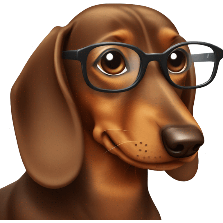 Brown Dachshund with glasses emoji