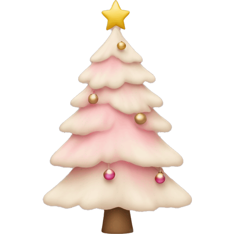 Pink and beige Christmas tree emoji