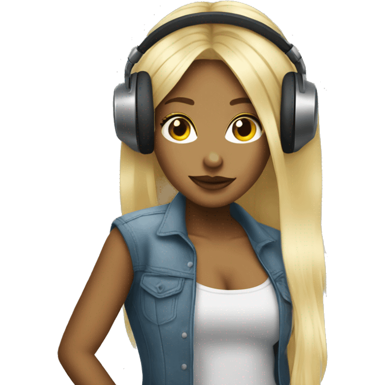 ugly girl with blonde dj emoji