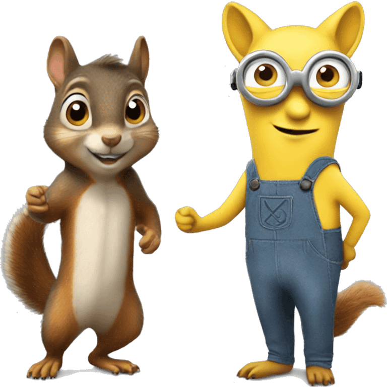 A squirrel and a minion costume emoji