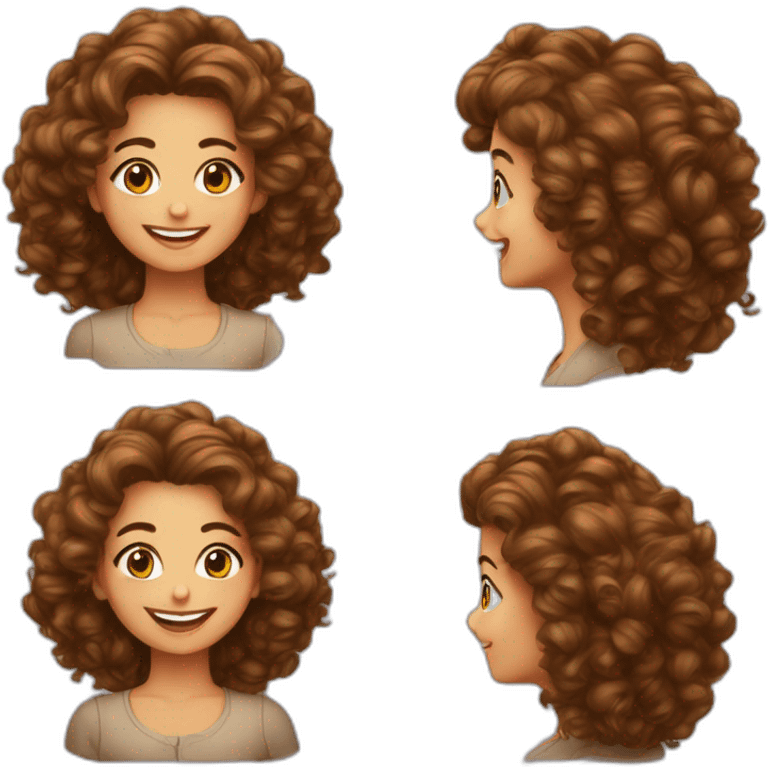 fille cheveux long brun bouclé avec un superbe sourire emoji