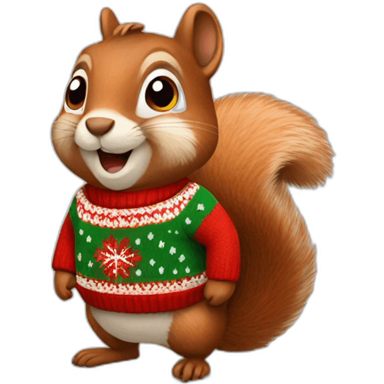 A squirrel wearing a Christmas jumper emoji