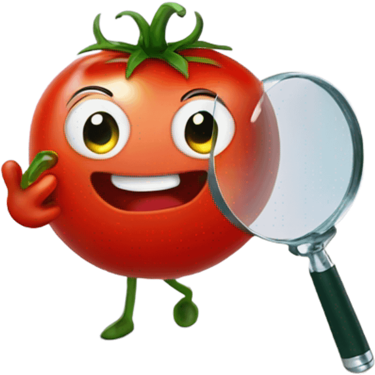 happy tomato with magnifying glass in hand emoji